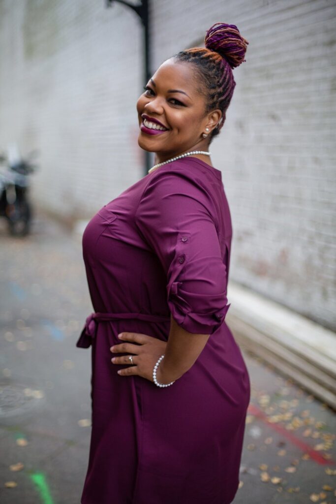 Bride solo pic during uptown greenville nc engagement photos session