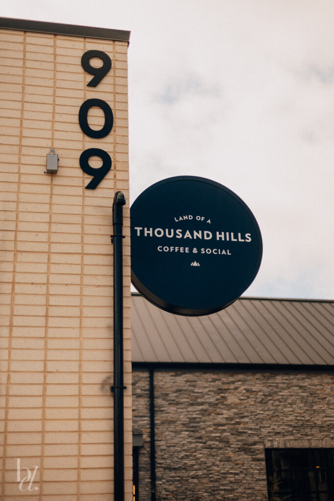 exterior sign of thousand hills coffee shop morrisville nc