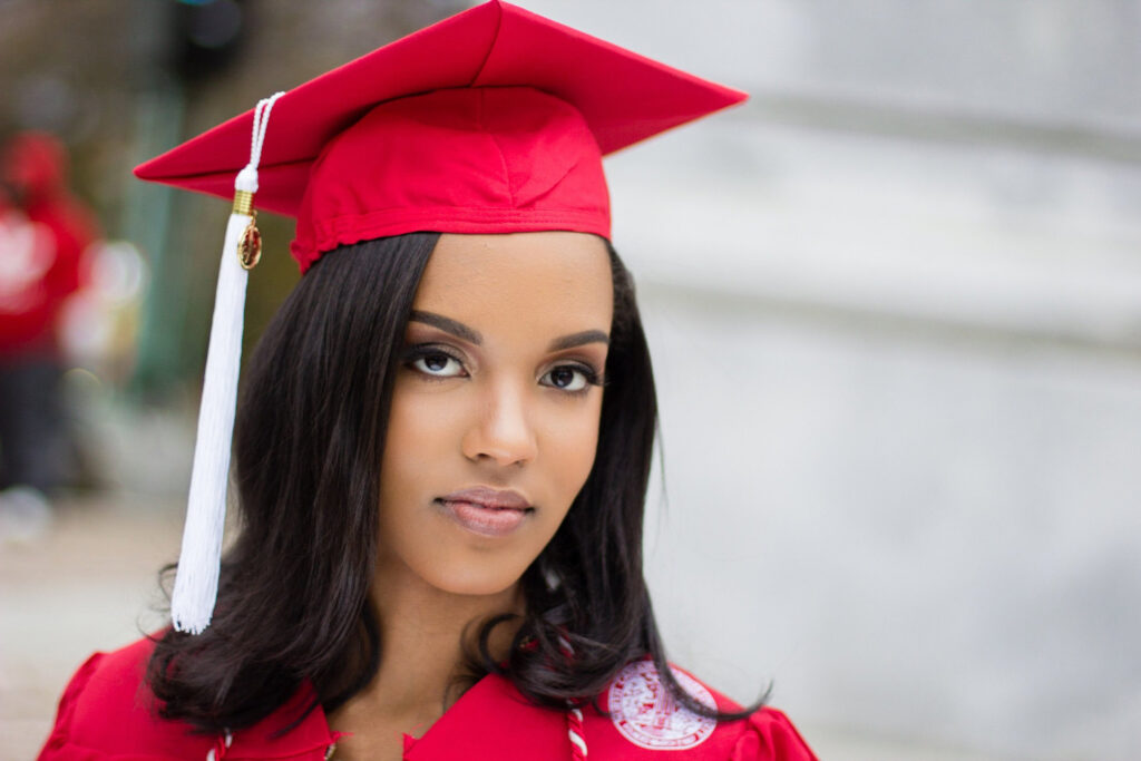 Senior photoshoot with a Kerry Washington look-alike at NC State