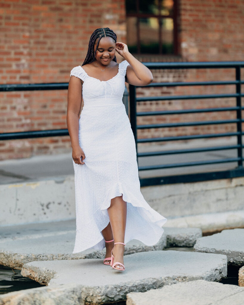 Durham NC senior photographer captures candid portrait at American Tobacco Campus