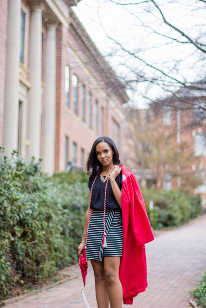 NC State senior portrait session with african american woman