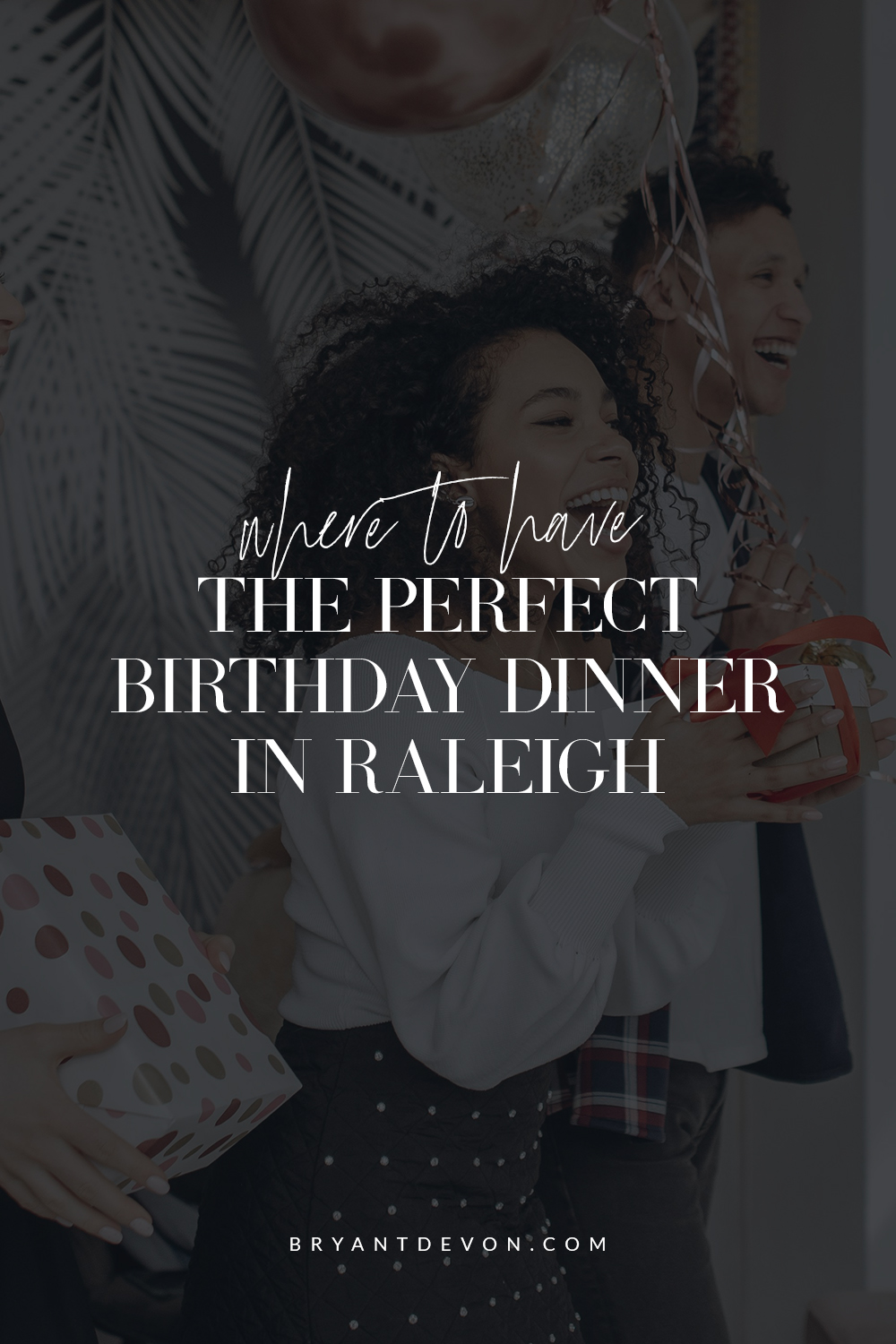Friends celebrating at a stylish restaurant, celebrating a birthday dinner in Raleigh, North Carolina
