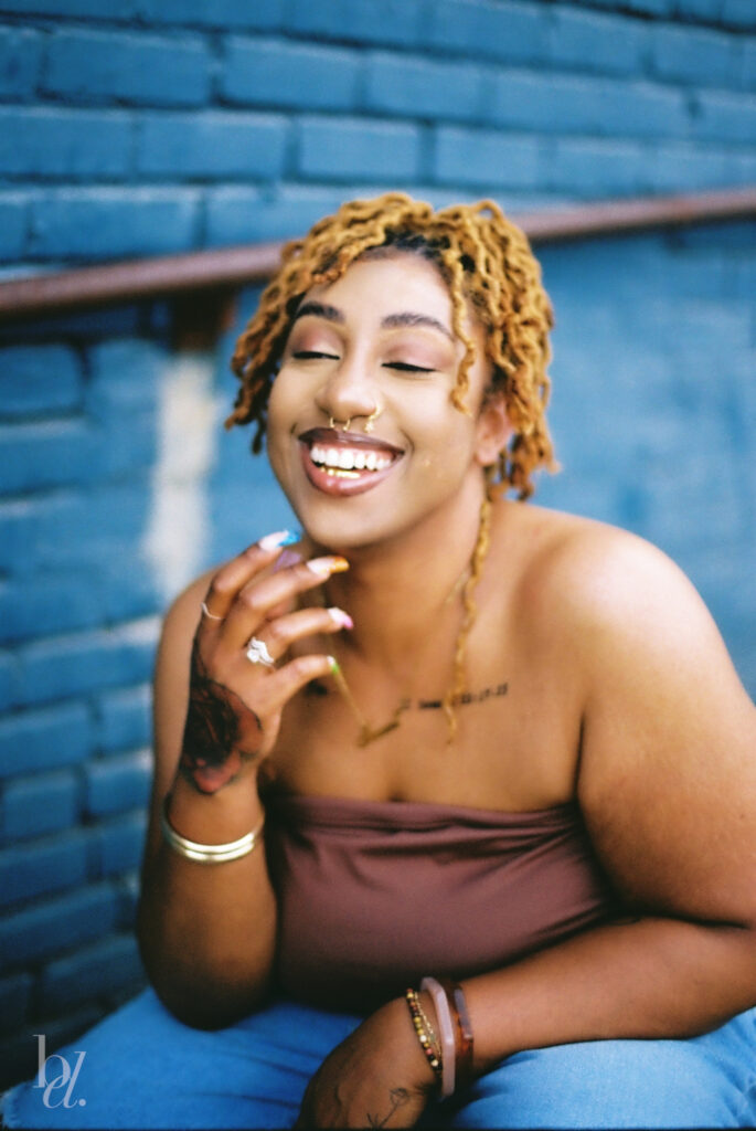 Creative portrait captured on Kodak Gold film in downtown Raleigh